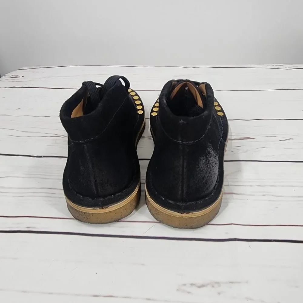 Prada Studded Lace-Up Desert Chukka Boots in Black Nubuck 35 5